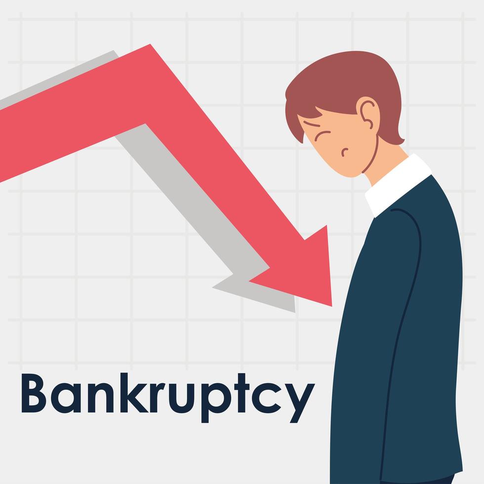 bankruptcy, man in financial crisis vector