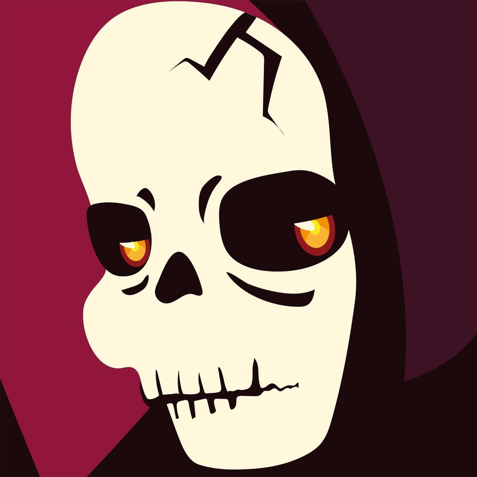 personaje de cabeza de muerte para feliz halloween vector