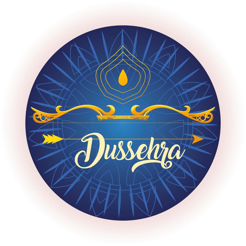 traditional bow and arrow for festival happy Dussehra on blue background vector