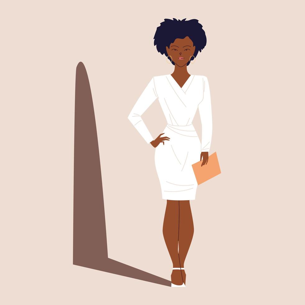 a successful afro business woman vector