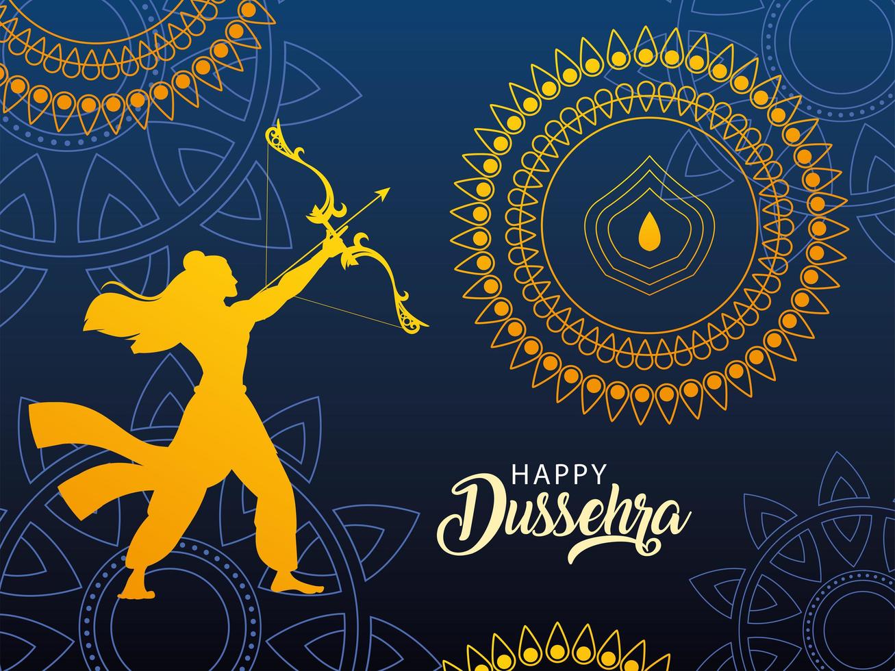template with lord rama and label happy Dussehra vector