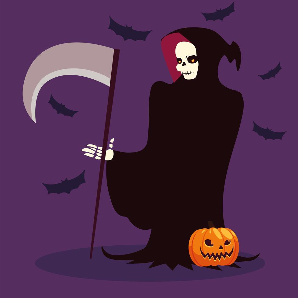 personaje de muerte para feliz halloween vector