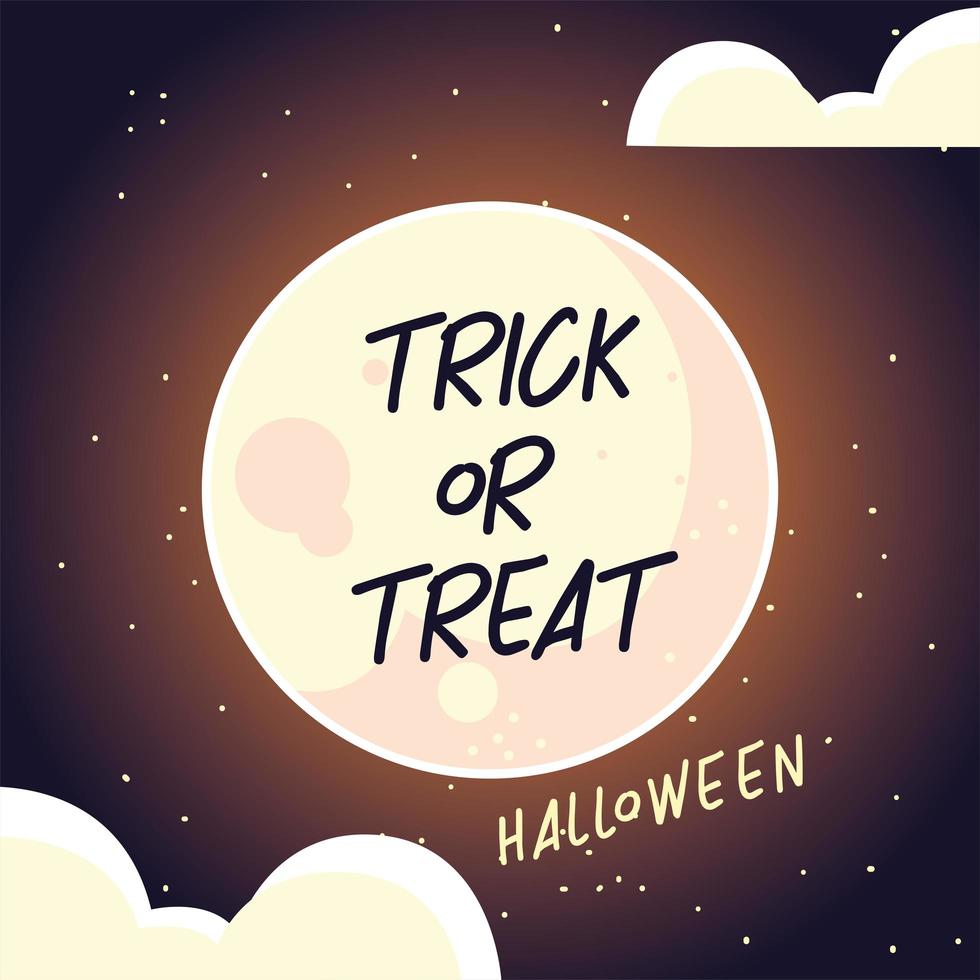 trick or treat label with full moon vector