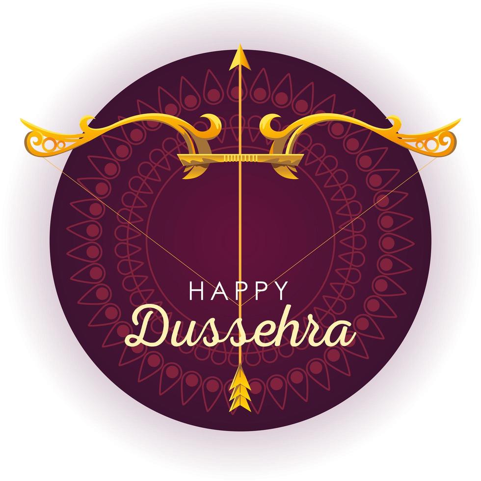 traditional bow and arrow for festival happy Dussehra on purple background vector