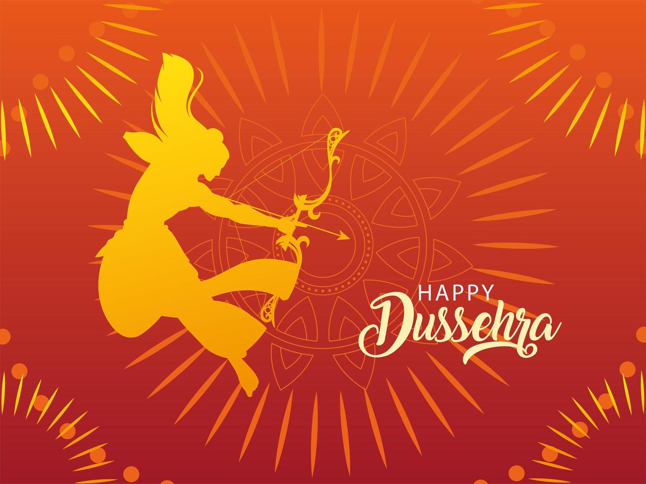 plantilla con señor rama, etiqueta feliz dussehra vector