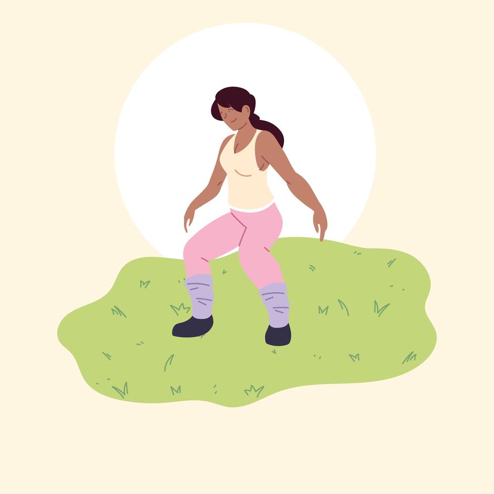 woman doing yoga, outdoor activity vector