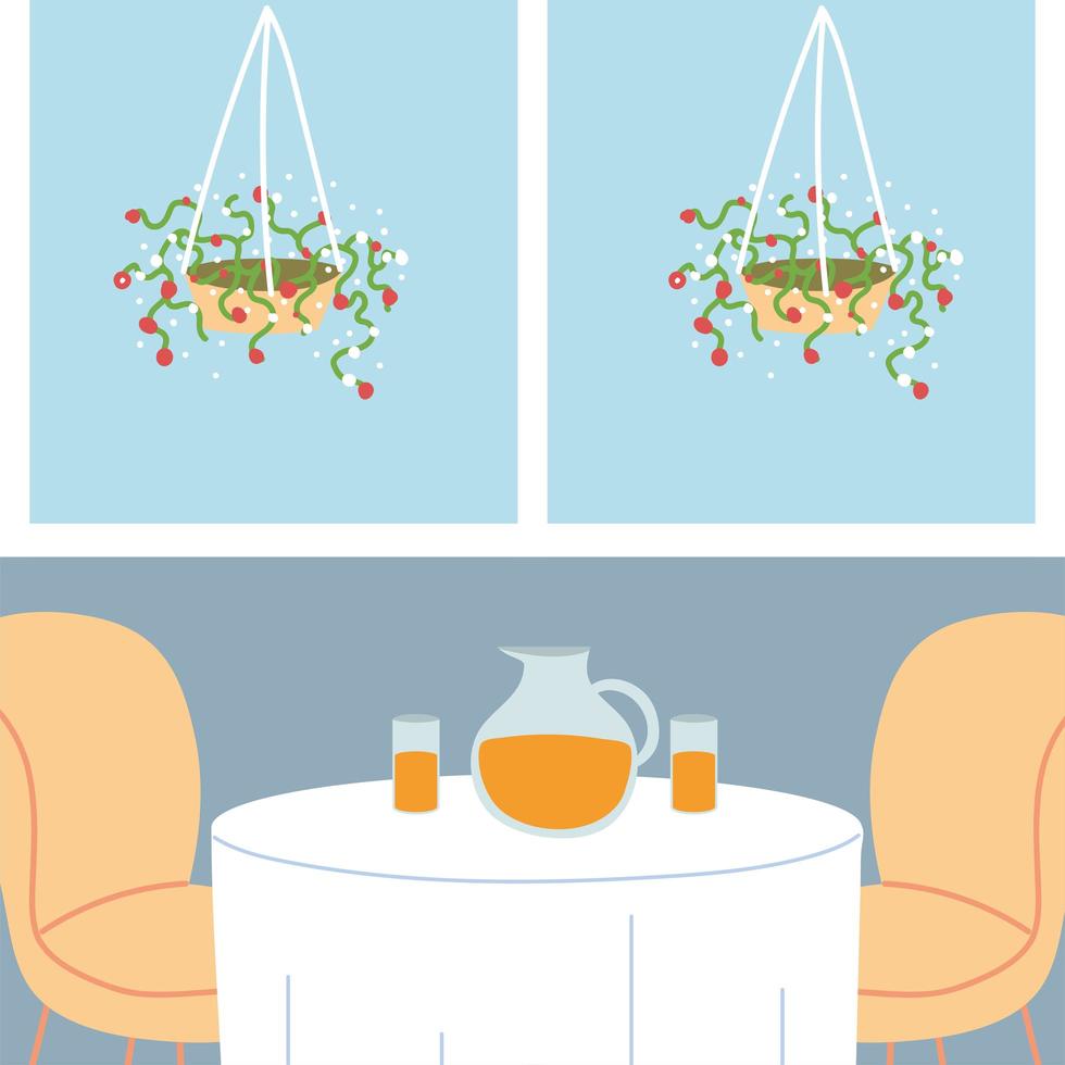 linda mesa de comedor y sillas para dos personas vector