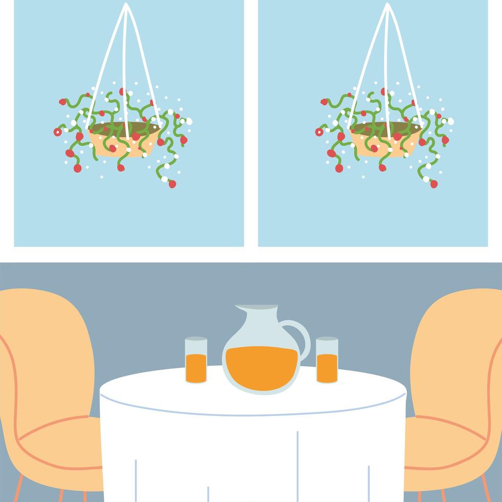 cute dining table and chairs for two people vector