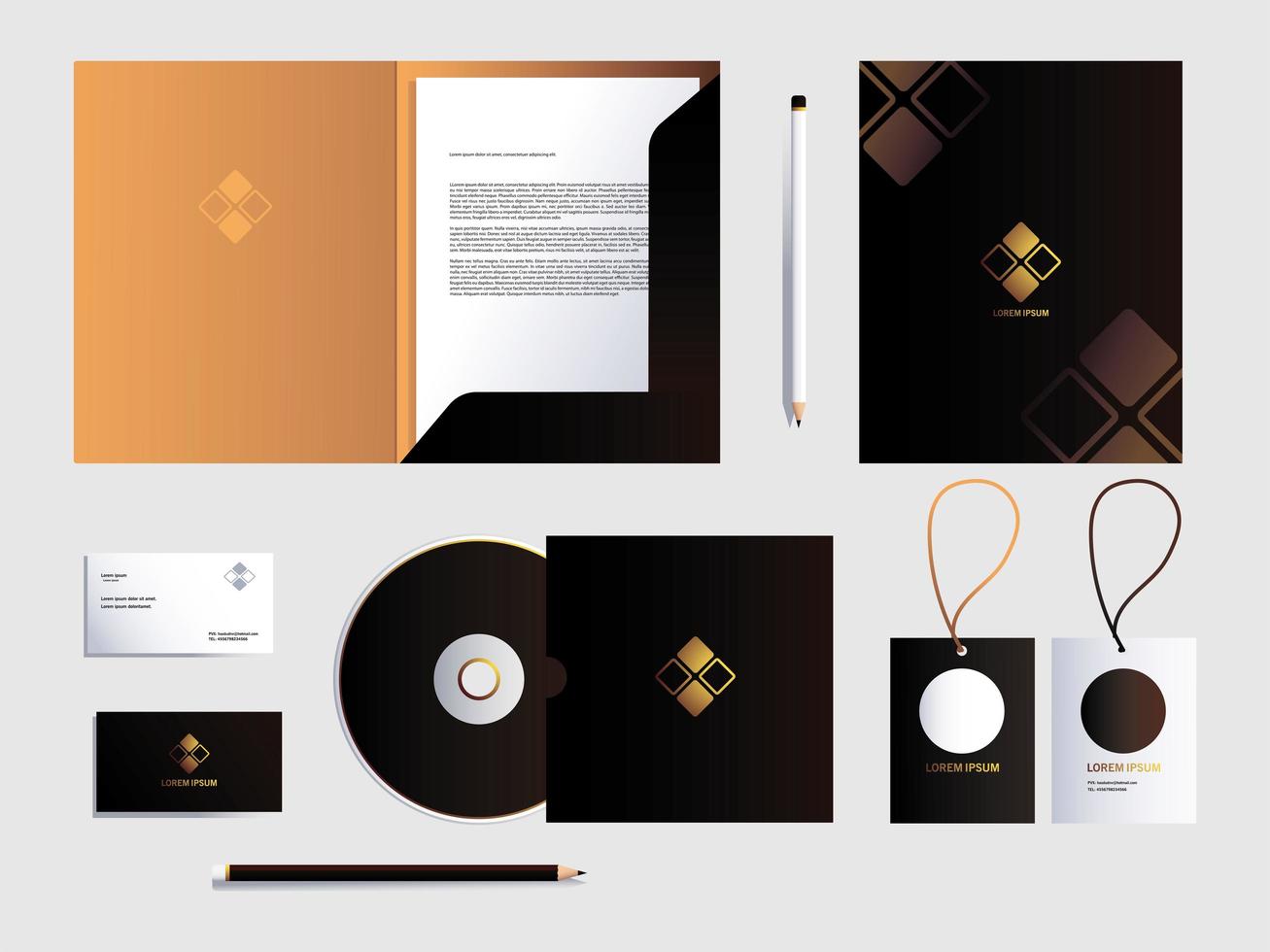 corporate brand identity mockup set in white background vector