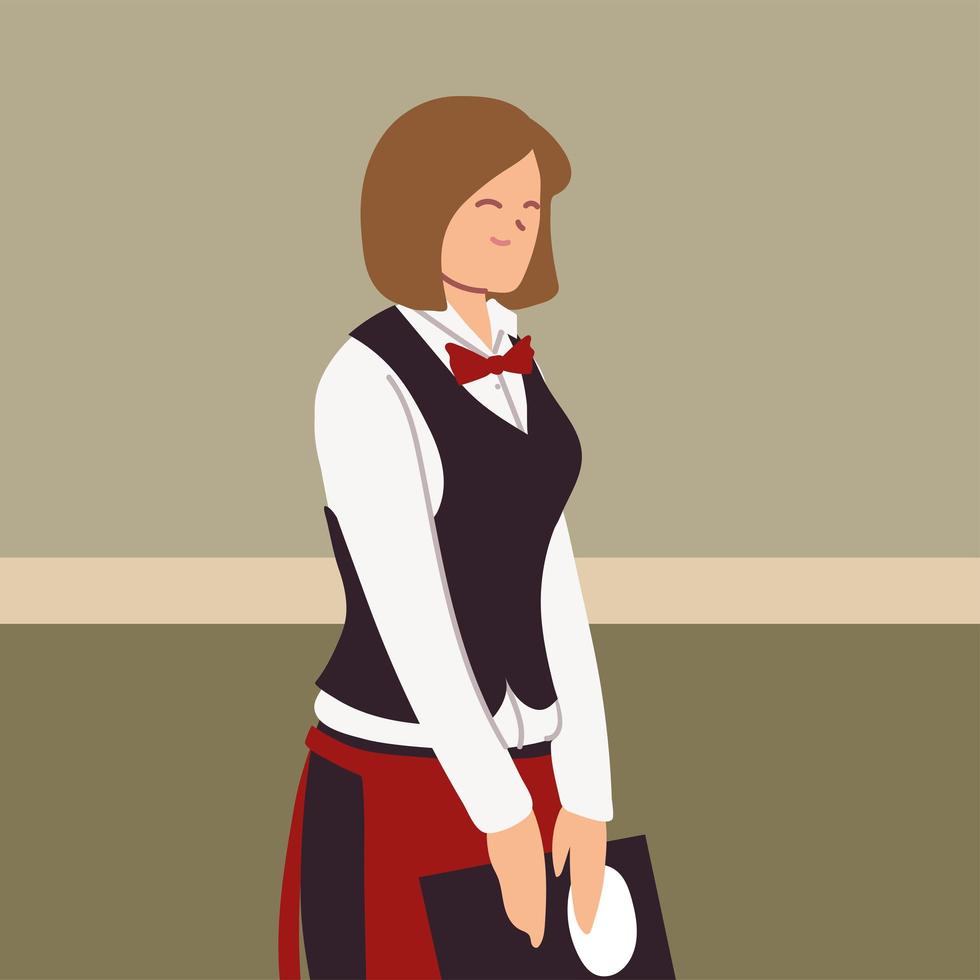 mujer en uniforme toma una orden vector