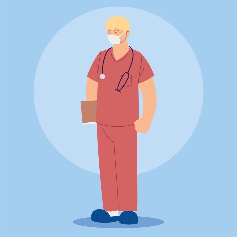 man nurse in uniform, health worker vector