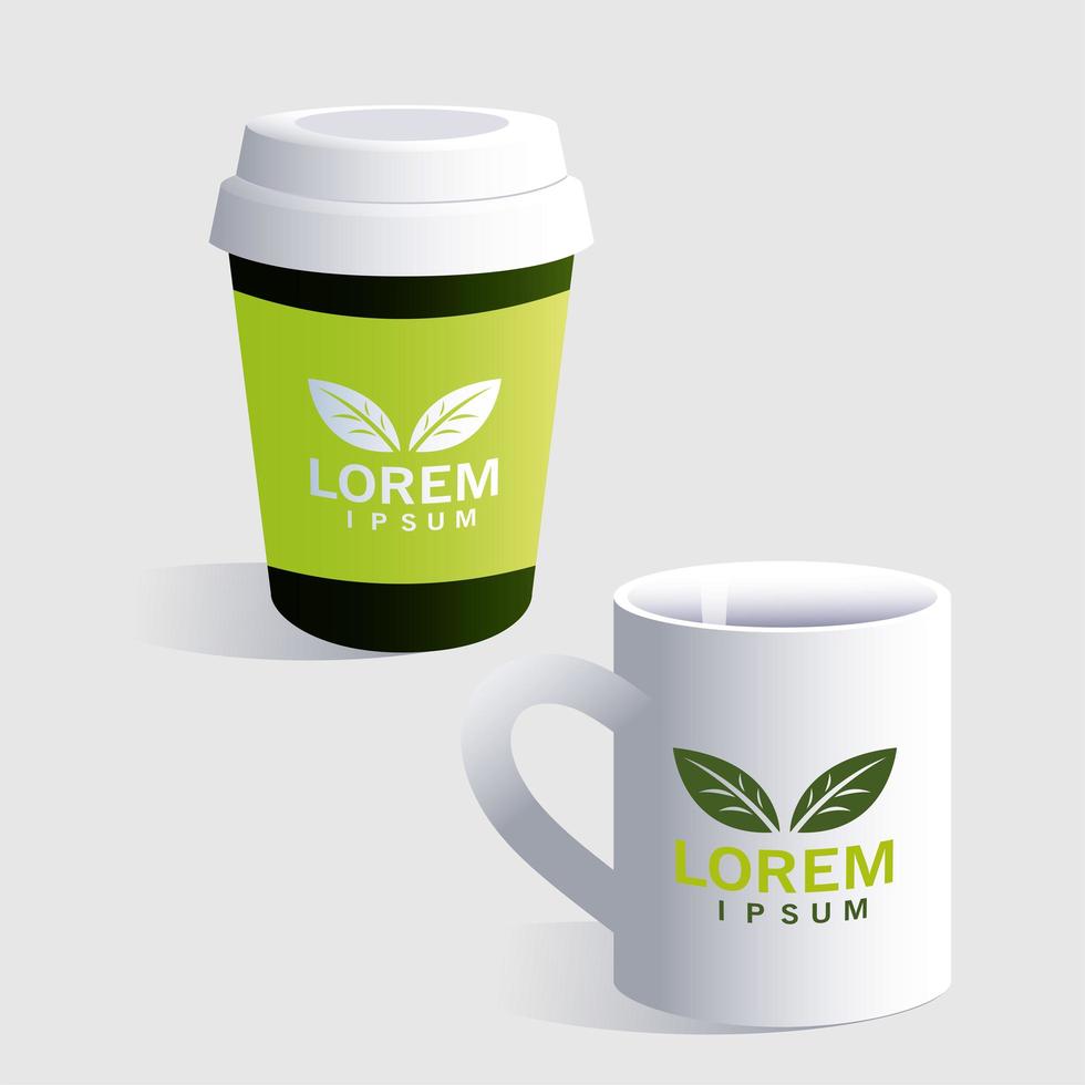 Taza personal, marca de identidad en fondo blanco. vector