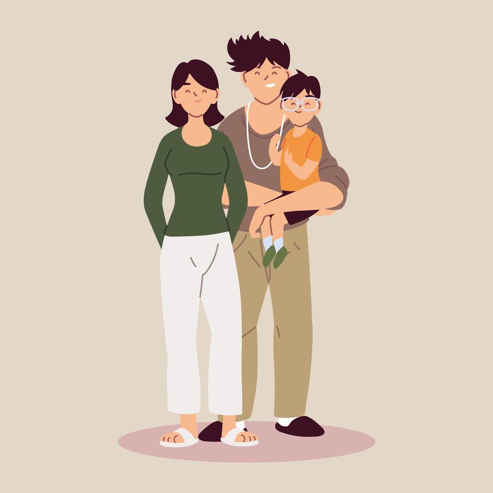 happy family, parents with son vector