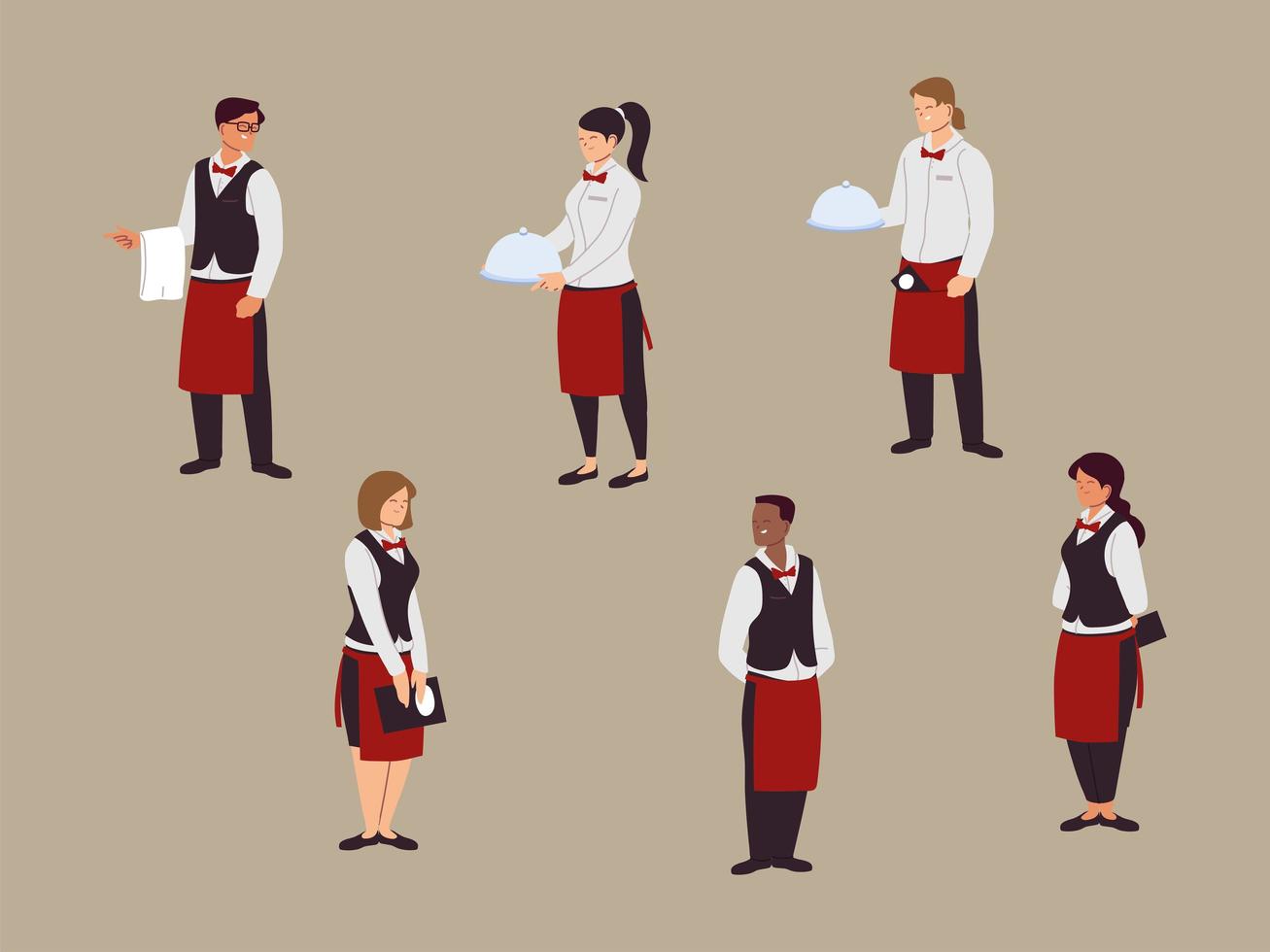 group of people waiters in the restaurant vector