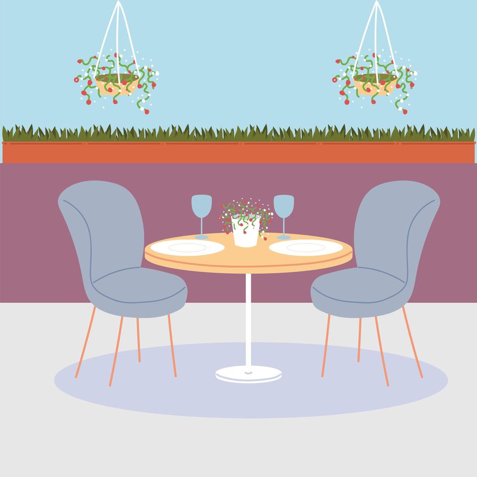 mesa de comedor y sillas para dos personas vector