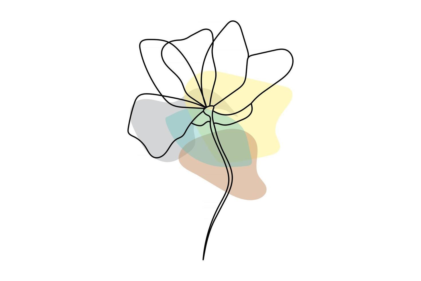 Elegant Continuous Line Minimal Art Flowers And Leaves Isolated On