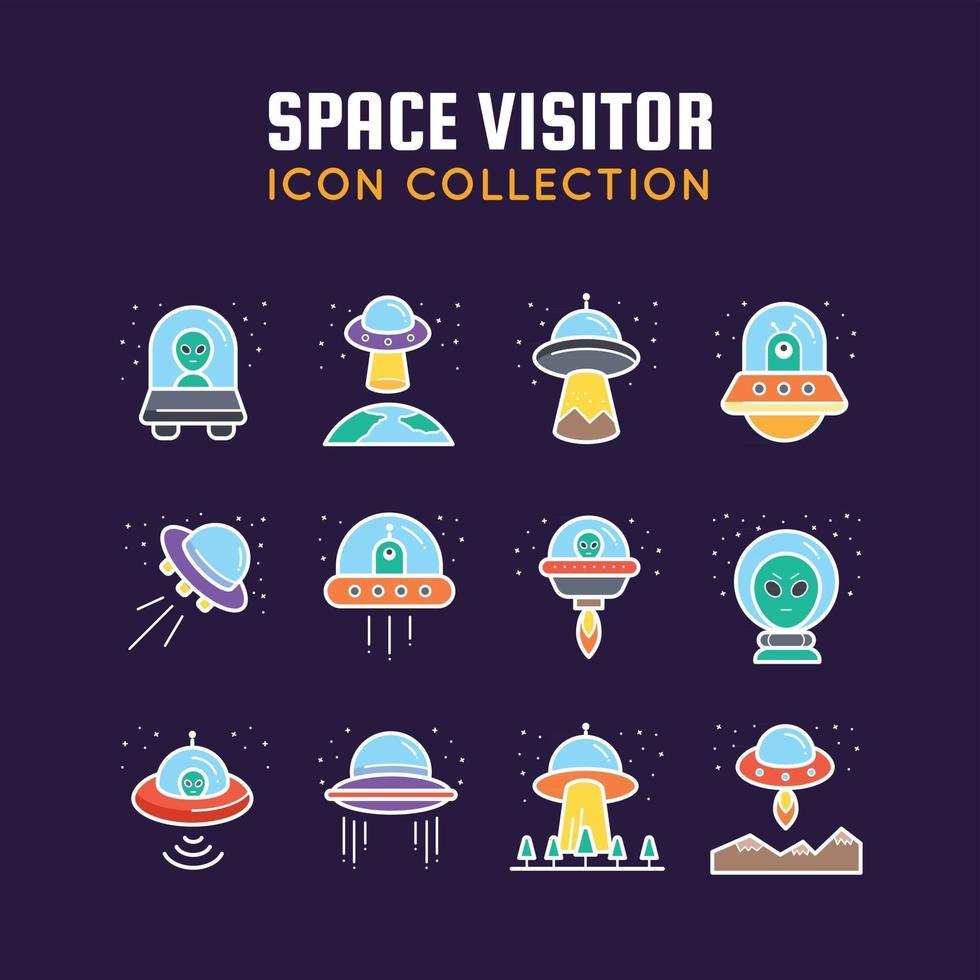 Space Visitor Icons Collection vector