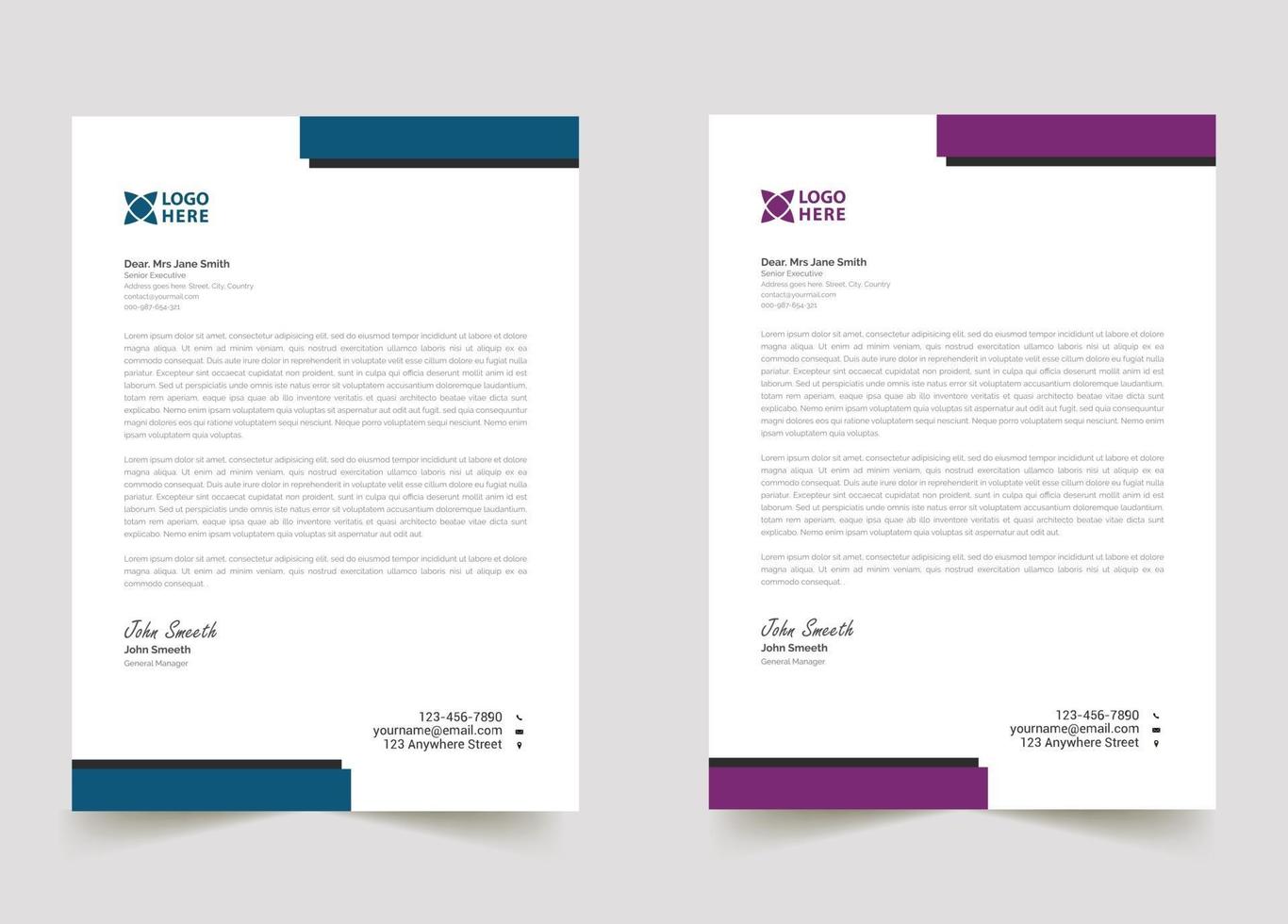 Professional creative and sample  letterhead template design for your business vector