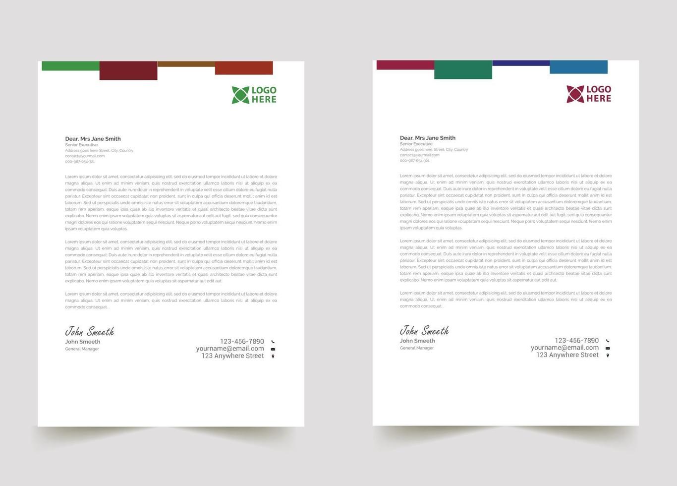 Professional sample and modern corporate letterhead template for your business vector