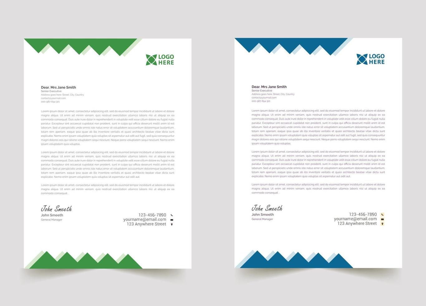 Professional sample and modern corporate letterhead template for your business vector