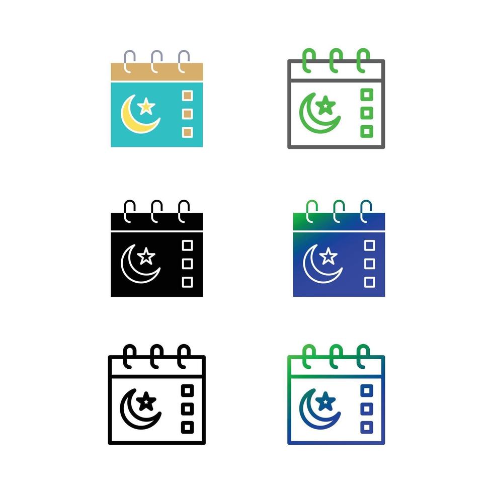 conjunto de iconos de calendario de Ramadán vector