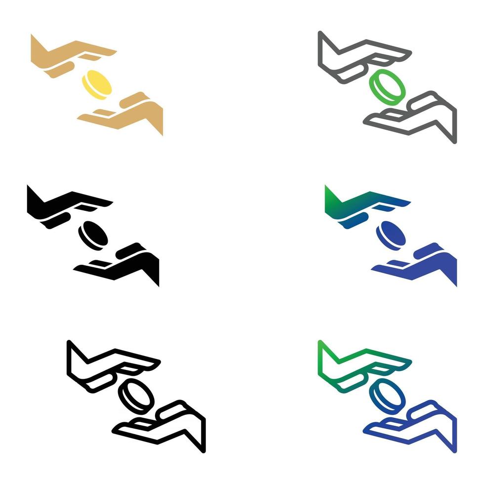 Charity icon, give coin icon vector