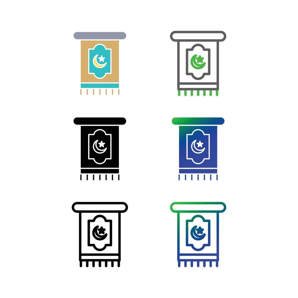 Prayer rug icon set vector