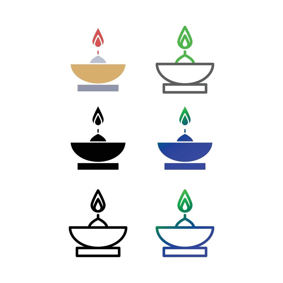 Oil lamp icon set vector