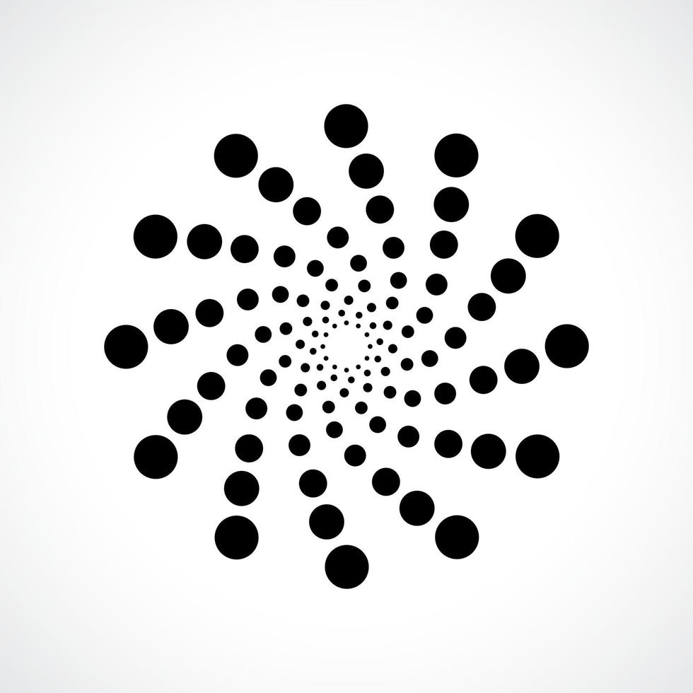 Diseño de emblema de logotipo de puntos de semitono de marco de círculo de vector abstracto negro Icono de borde redondo con textura de puntos de círculo ilustración vectorial EPS 10.