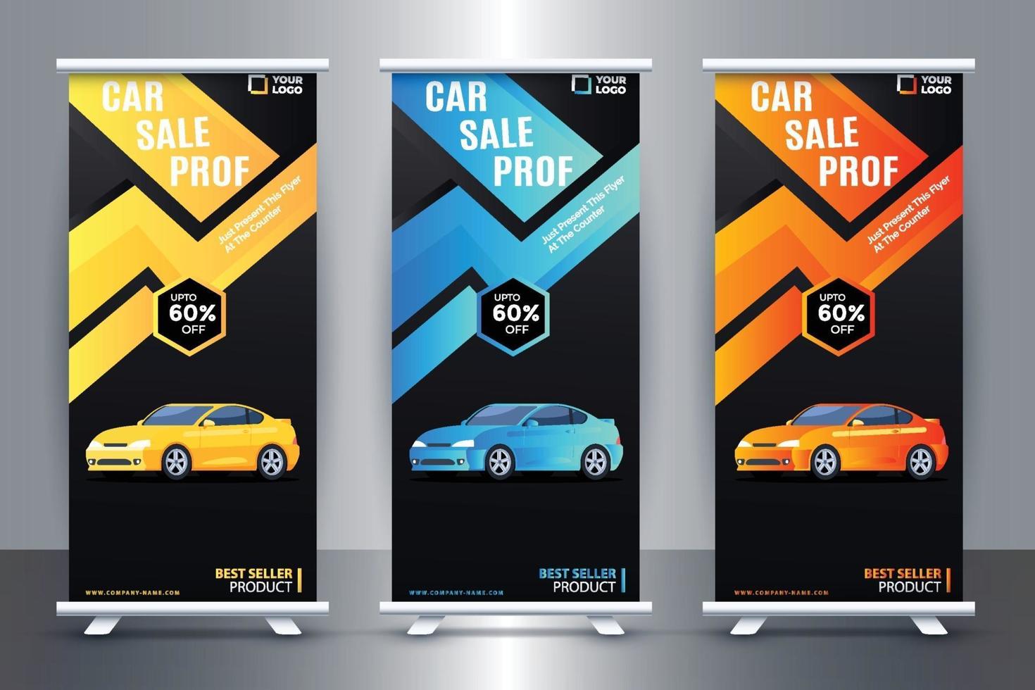 Free Car roll up banner design idea for car company and car repair company vector