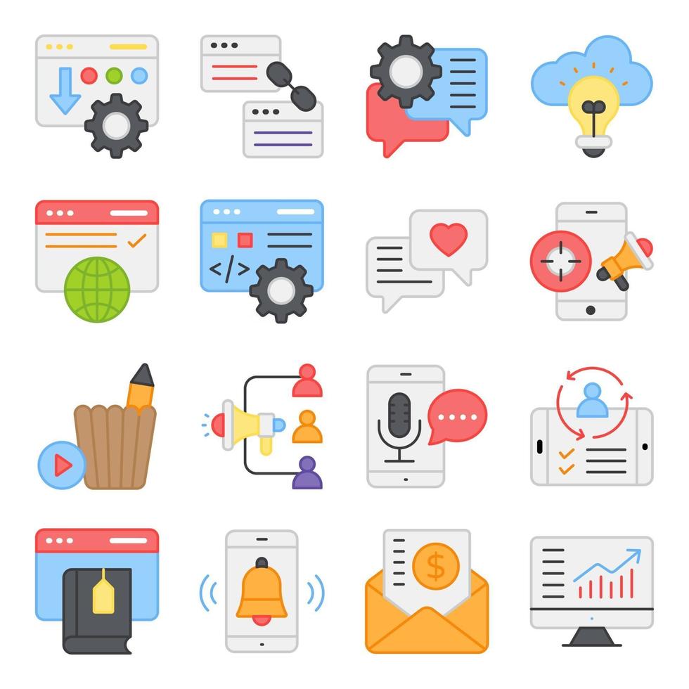 paquete de iconos planos seo vector