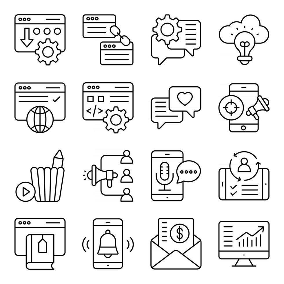 Pack of Seo Linear Icons vector