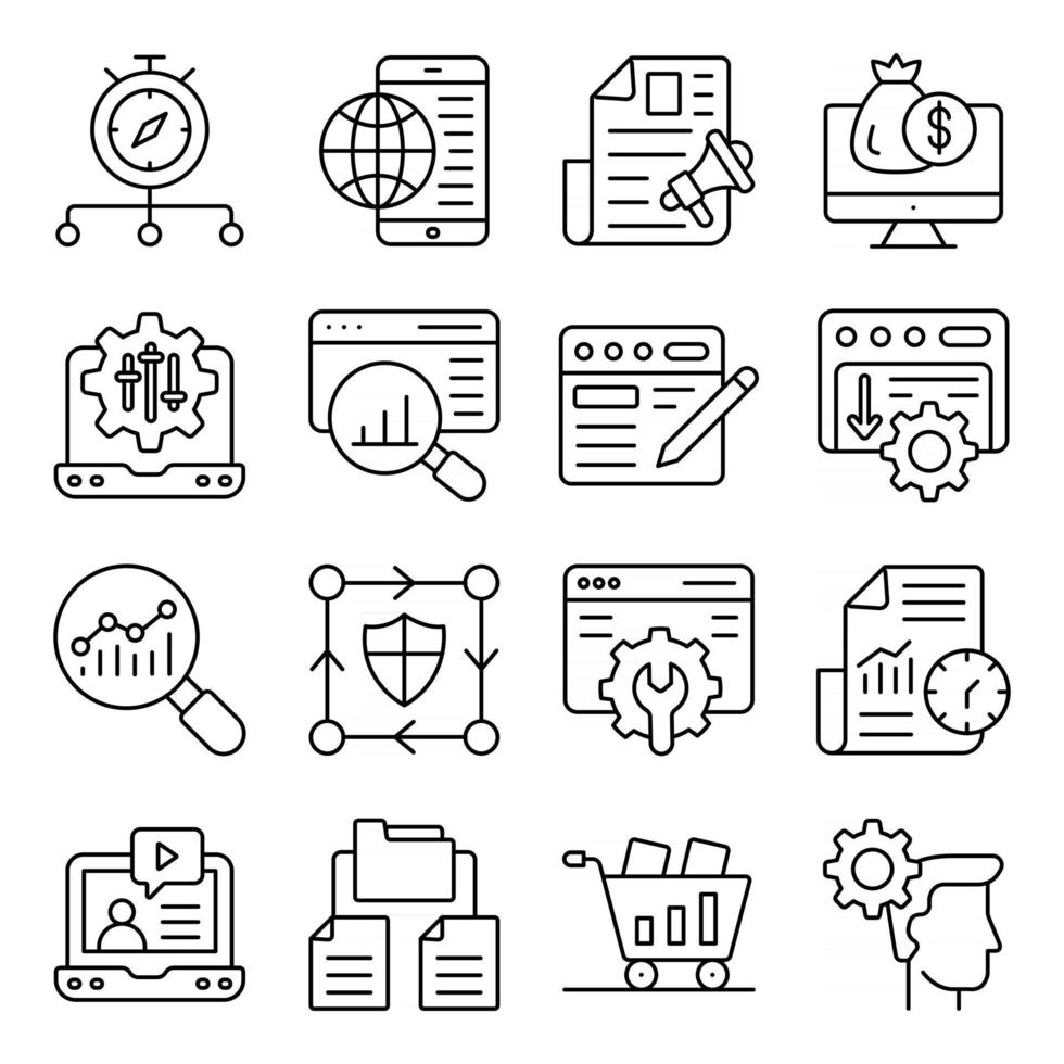 Pack of Mobile Browser Linear Icons vector