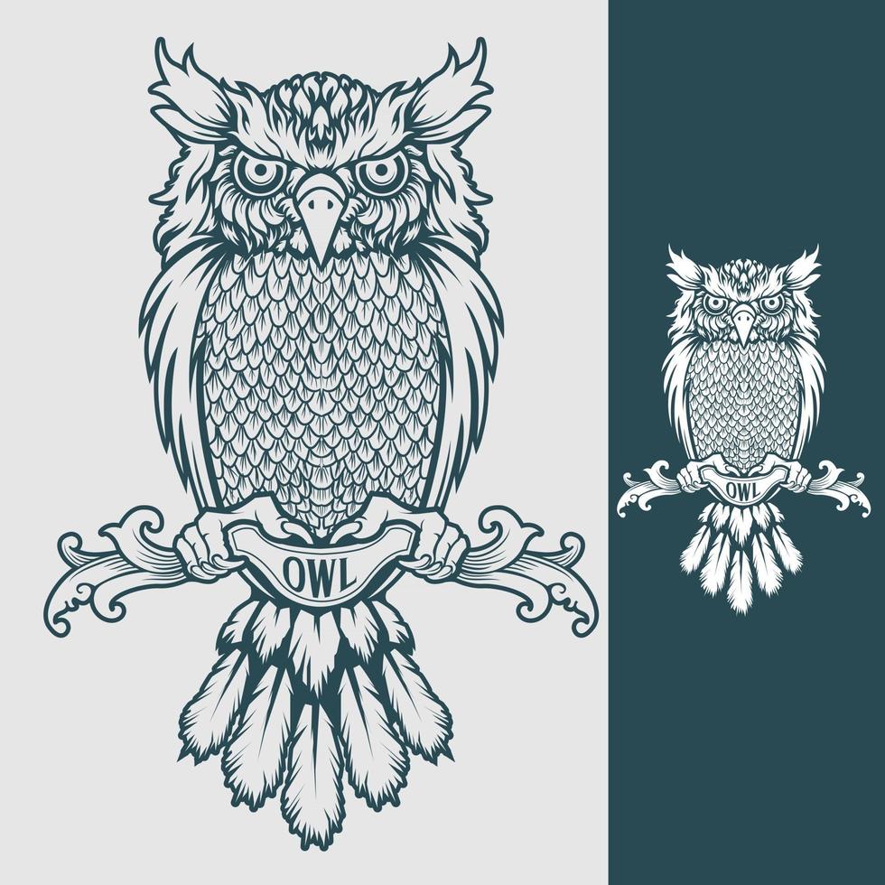 Owl tattoo logo design template vector