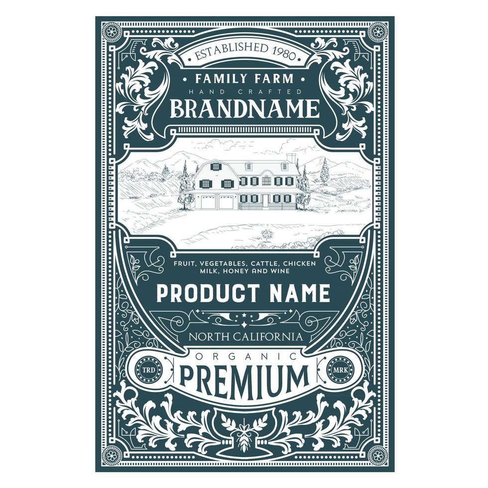 Farm label template vector