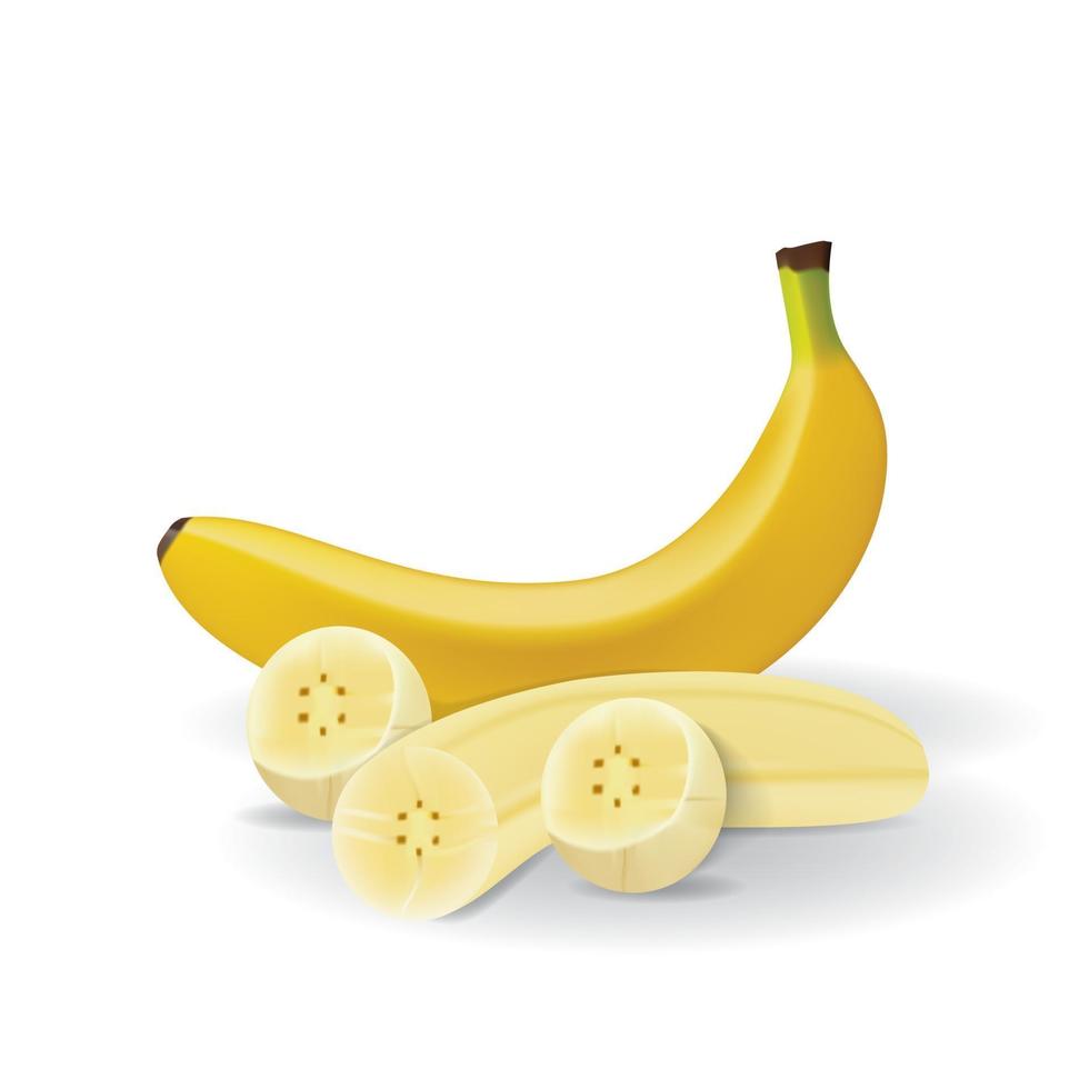 plátano saludable fruta fresca orgánica verano aislado ilustración vectorial vector