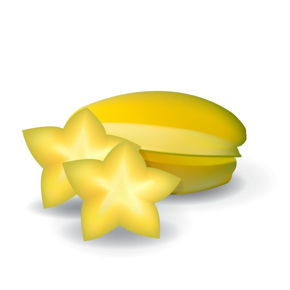 Starfruit Star Fruit Healthy Fresh Fruit Summer Isolated Vector Illustration