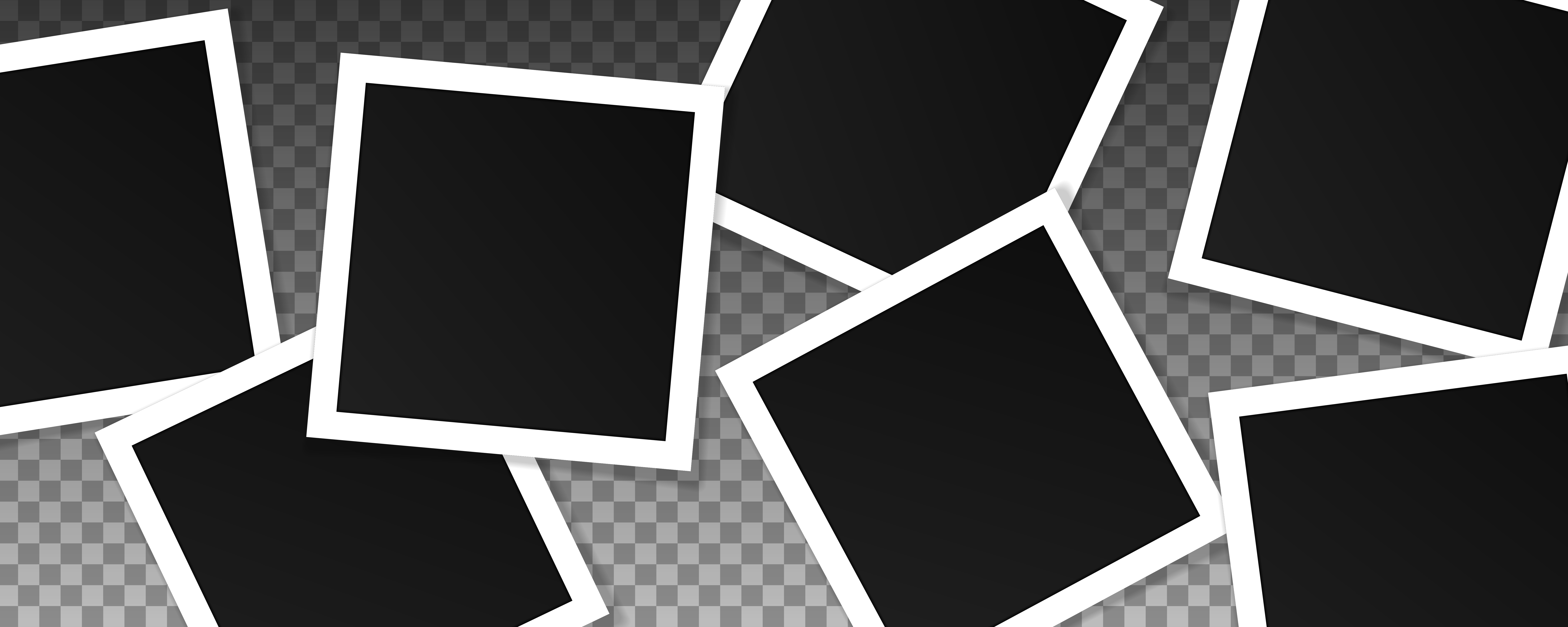 Set of square vector photo frames. Collage of realistic frames isolated on transparent