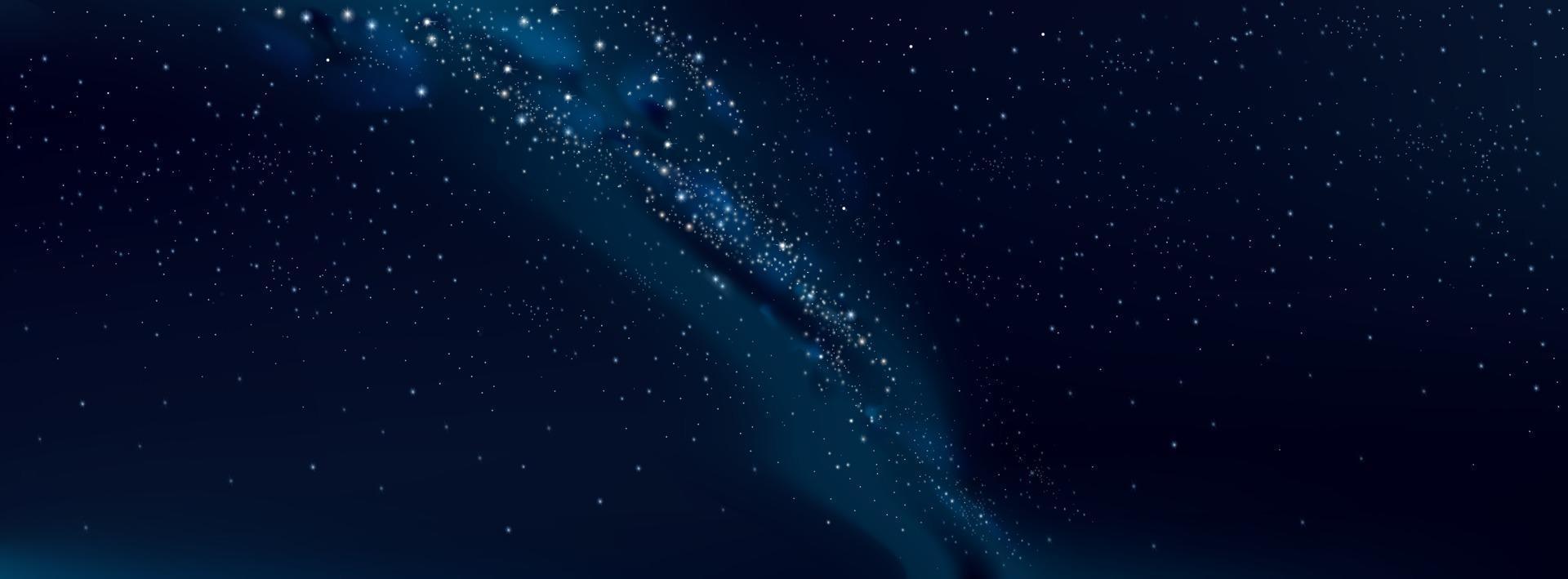 paisaje nocturno y la vía láctea. vector