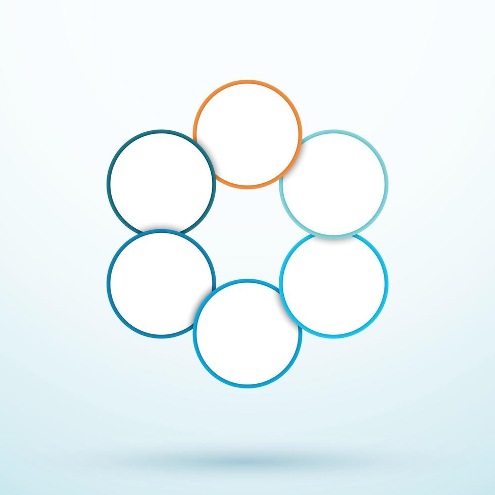 Infographic Six Circle Diagram Linked Segments Template vector