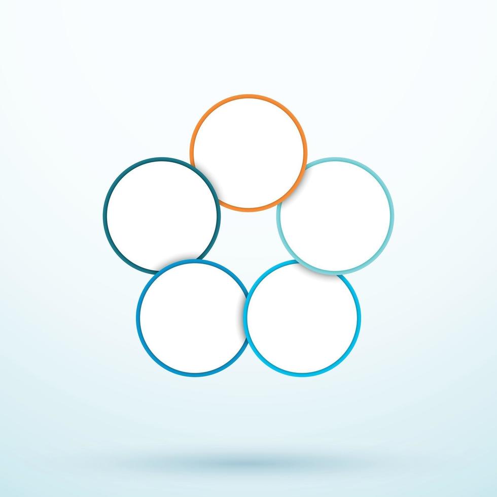 Infographic Five Circle Diagram Linked Segments Template vector