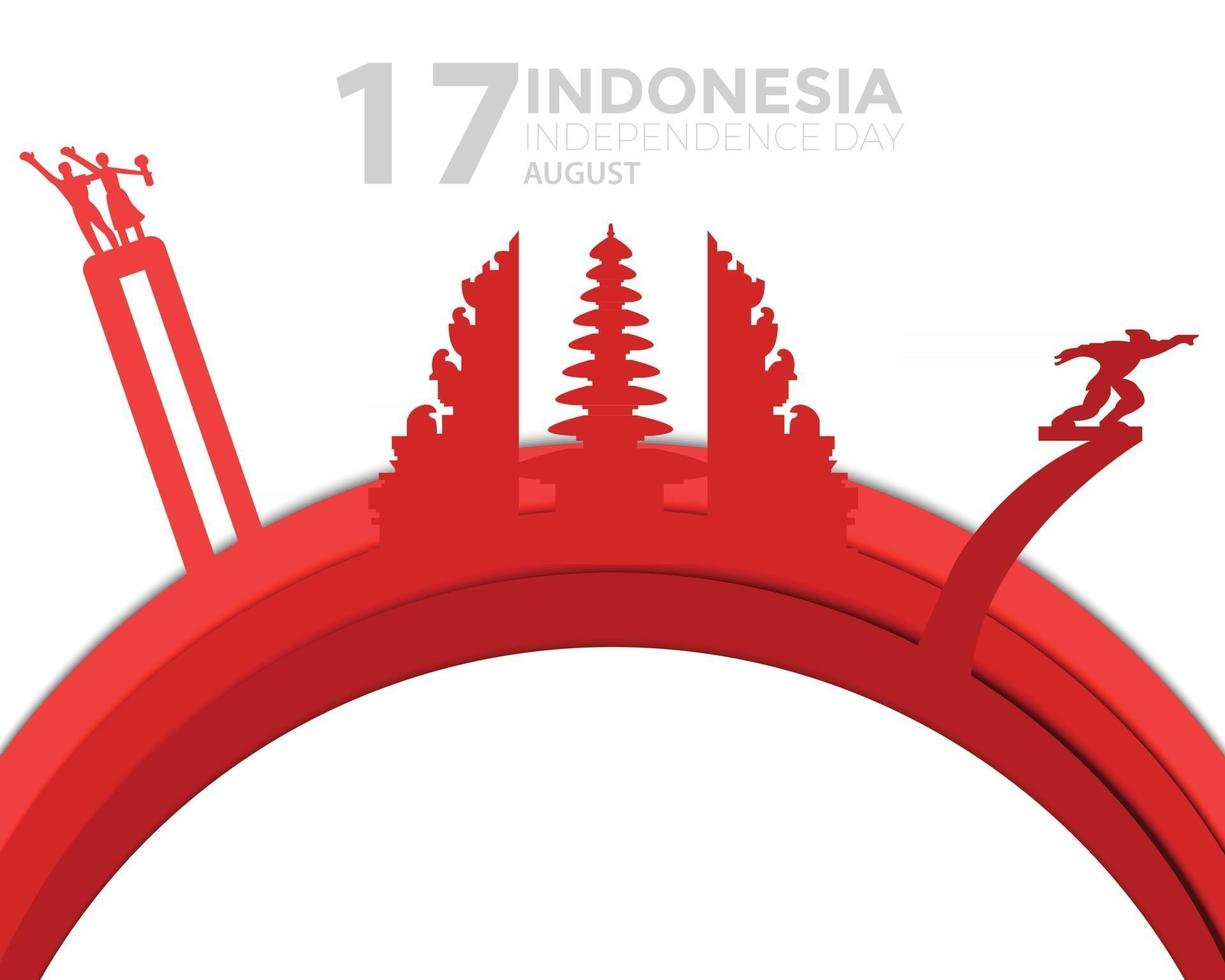 vector de papercut del día de la independencia de indonesia