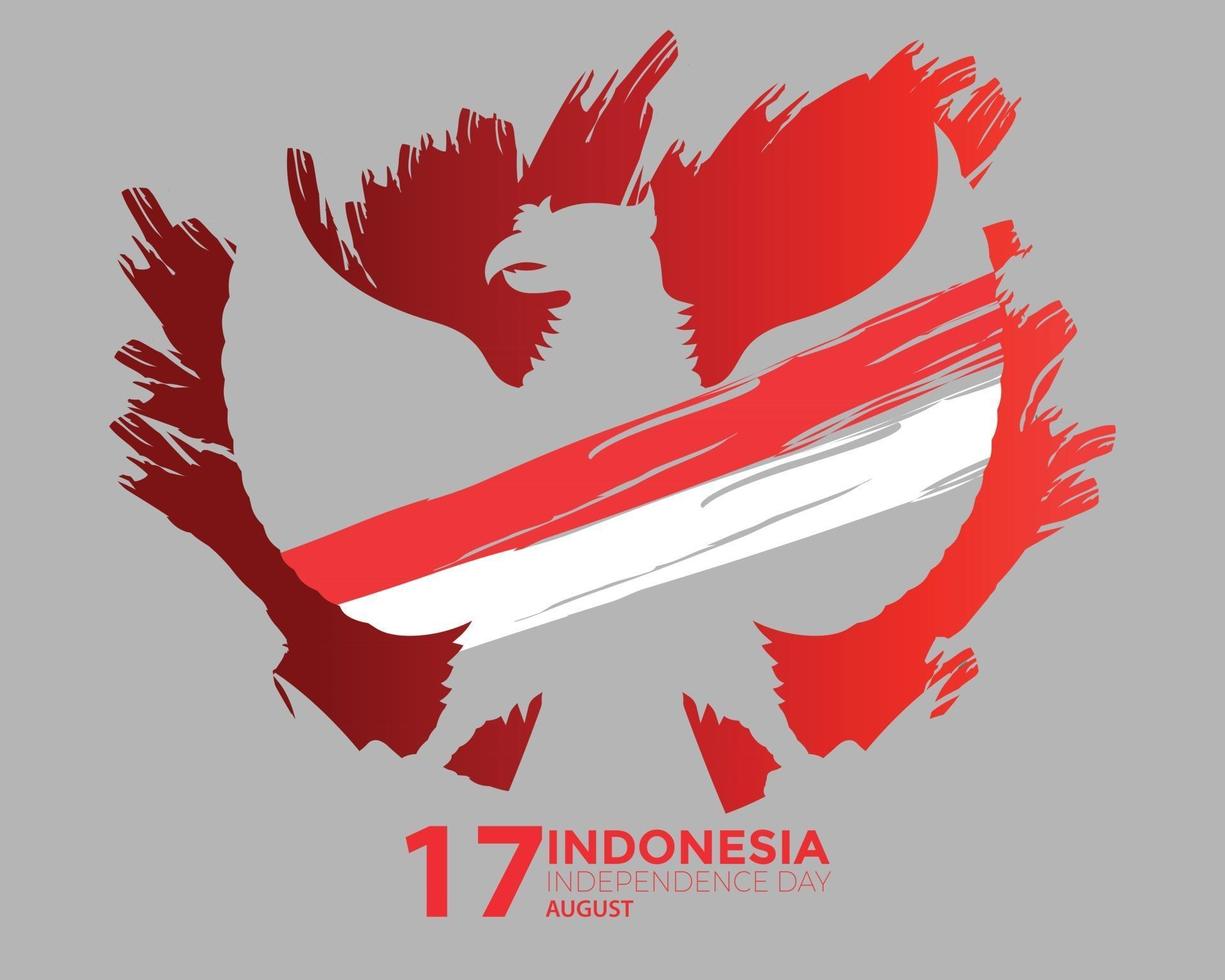 Indonesia Independence Day Brush Color Flag Garuda Vector