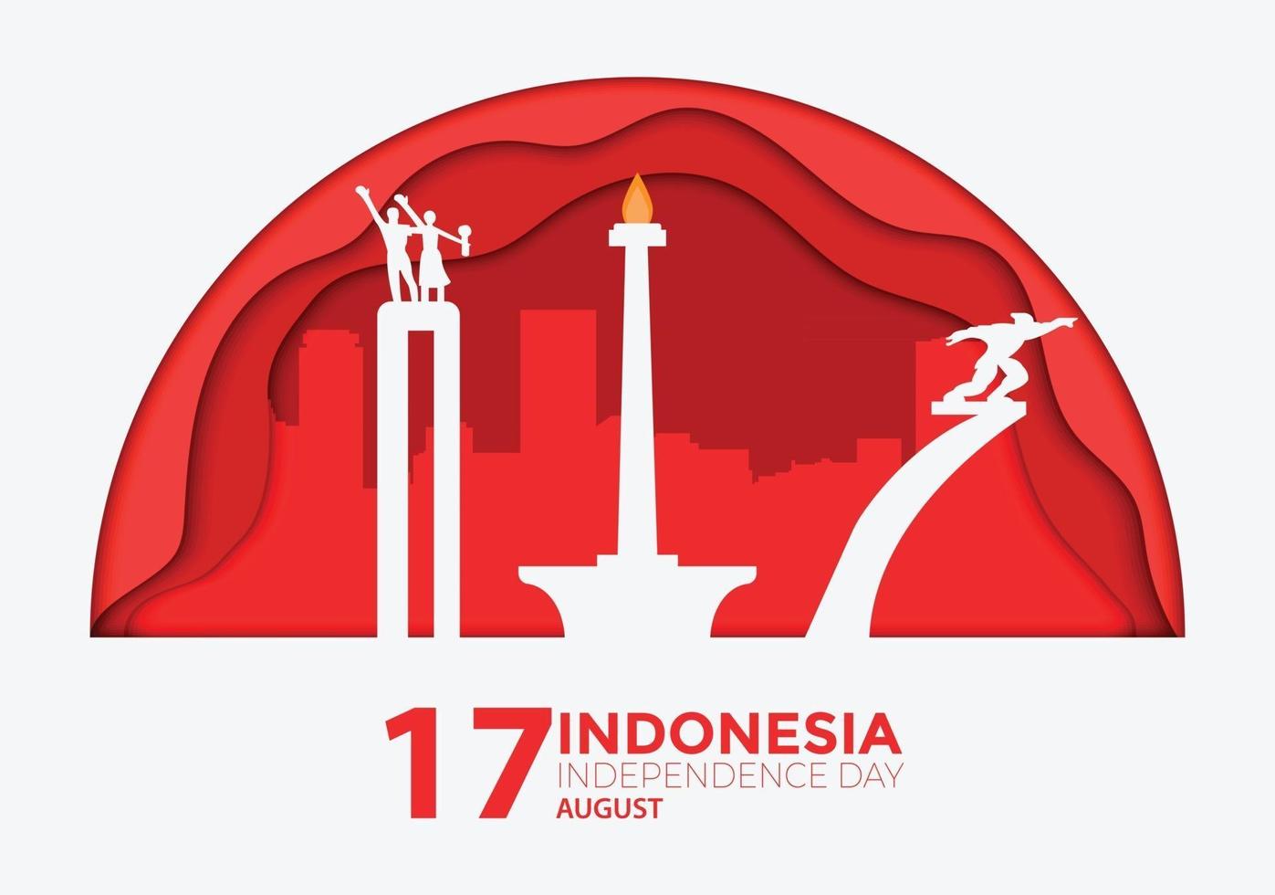 papel de medio círculo del día de la independencia de indonesia vector