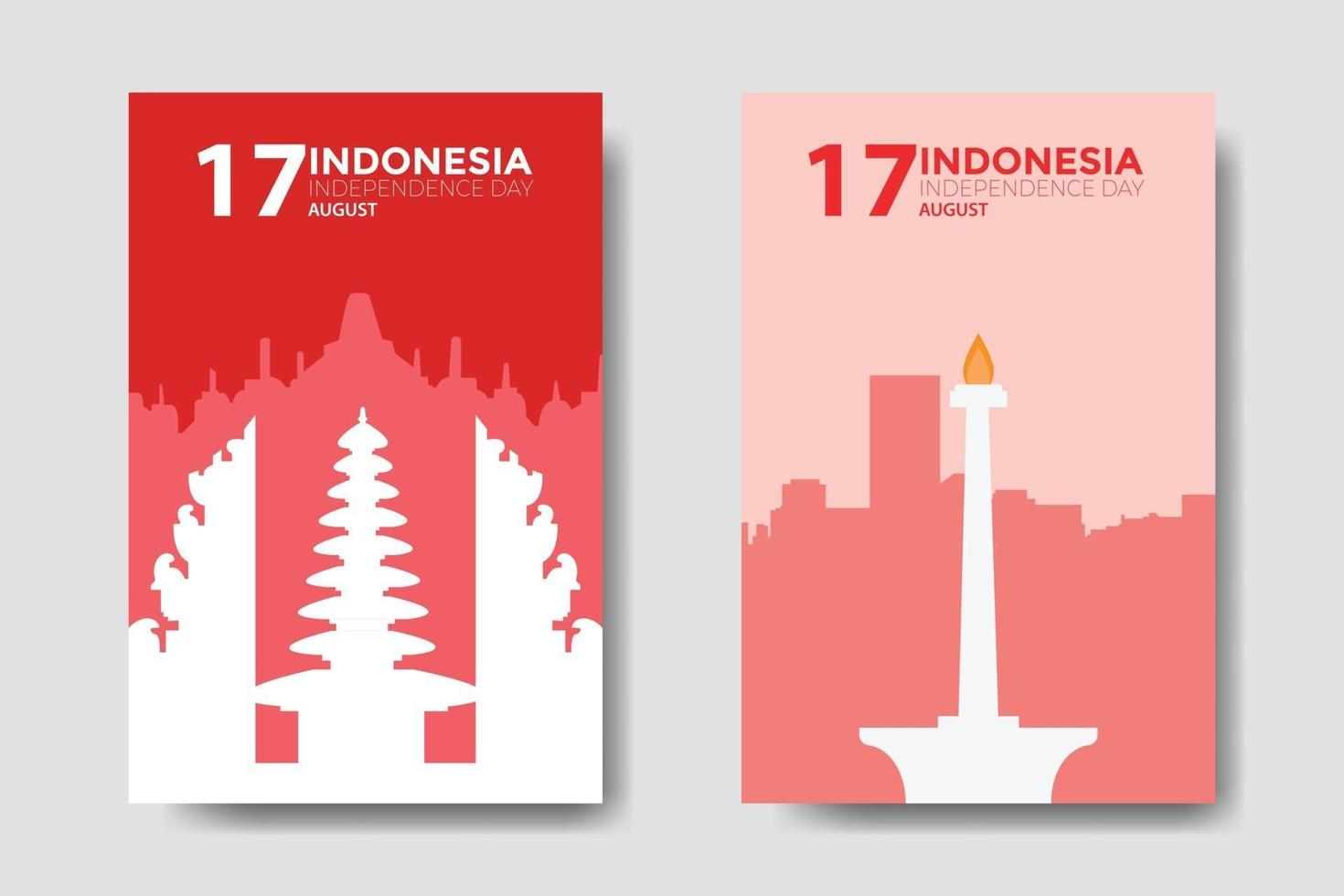 Indonesia Independence Day Landmark Template Flat Design vector