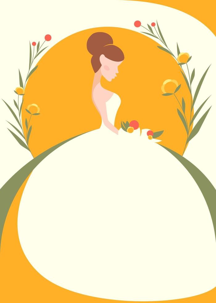 Poster template with bride silhouette. vector