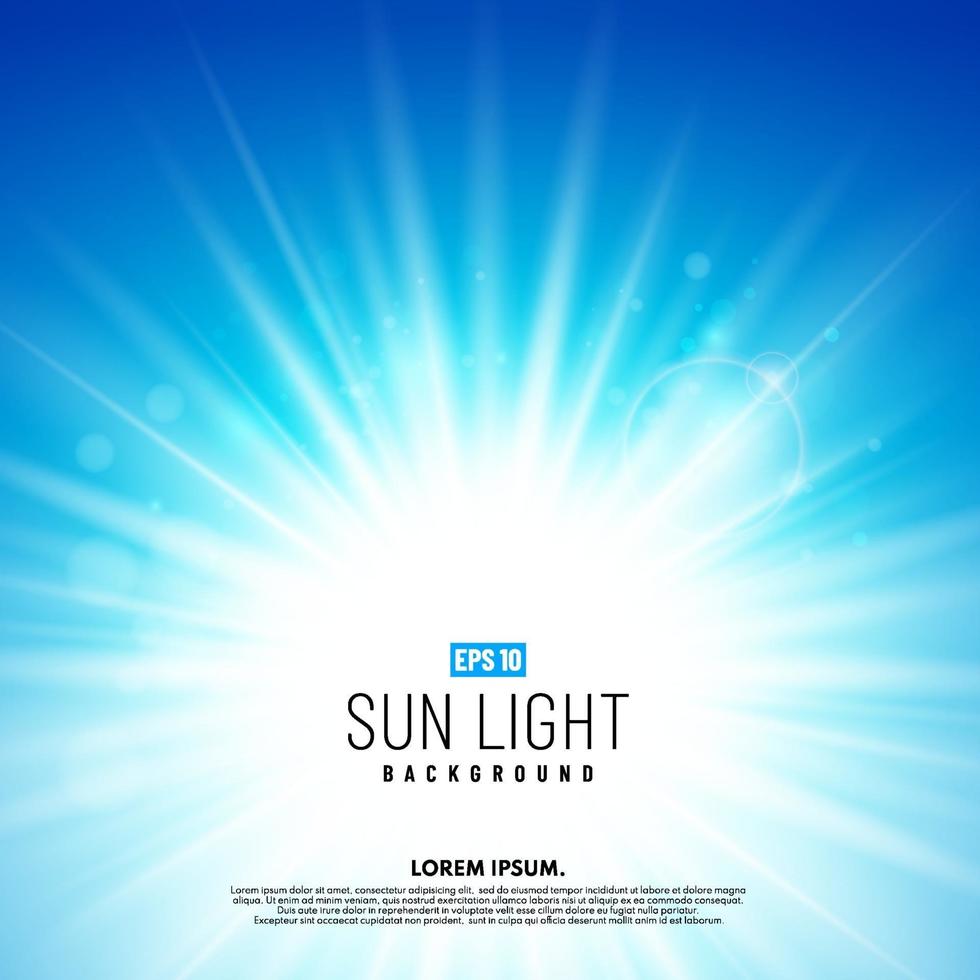 Vector sun light effect on soft blue background with copy space. You can use for cover, poster, banner web, flyer, Landing page, Print ad. Vector illustration