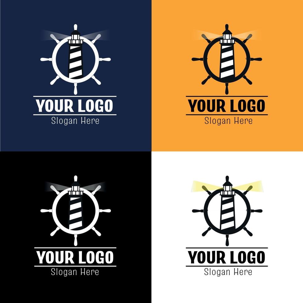 conjunto de logotipos de timón y faro vector