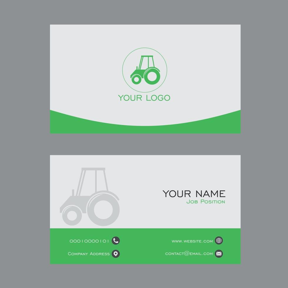 Tarjeta de visita agrícola con diseño de tractor. vector