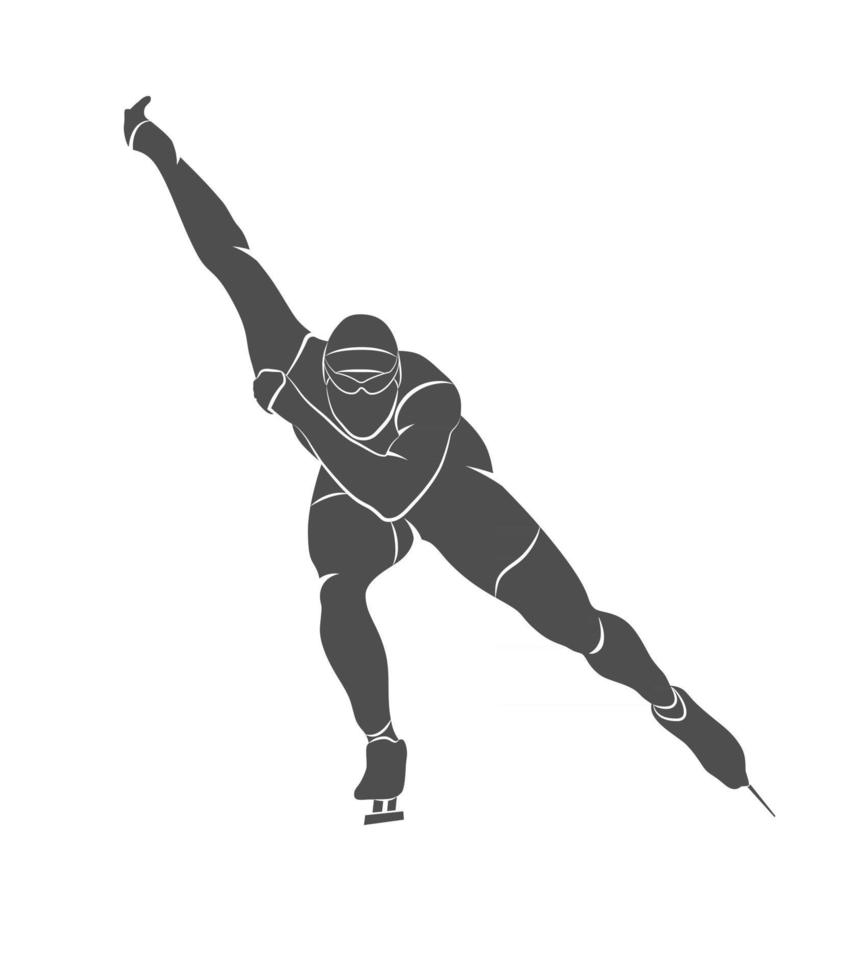 Silhouette speed skaters on a white background. Vector illustration.